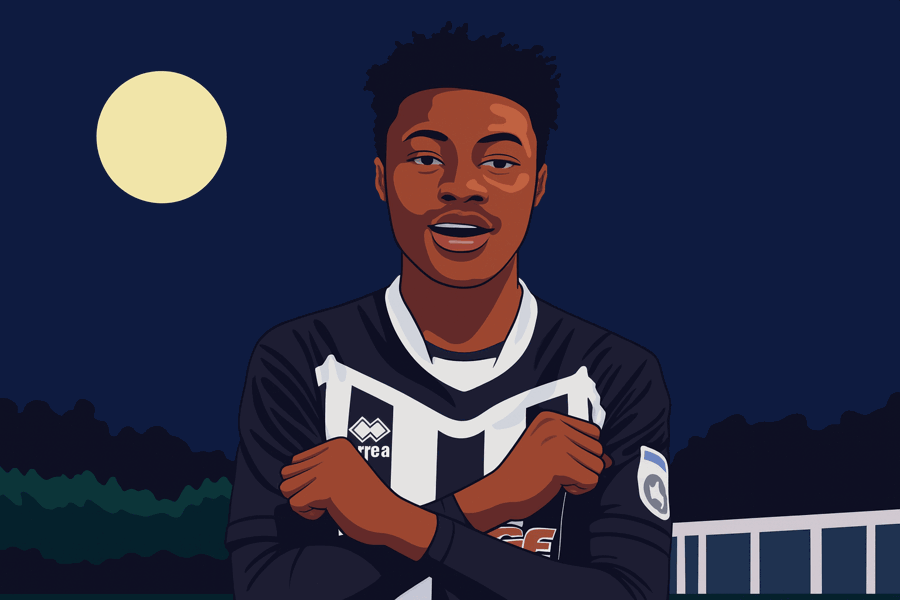 antione semenyo playing for bath city illustration